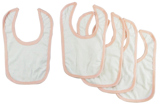 5 pc White & Pink Bibs