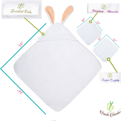 Bunny Hooded Towel & Washcloths